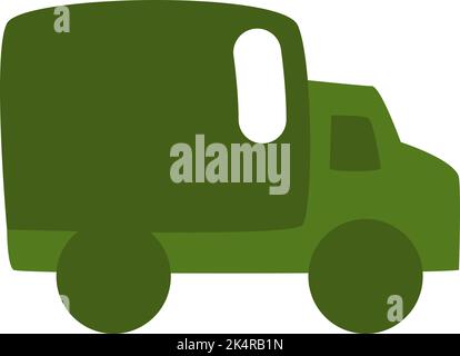 Military Green Truck, Illustration, Vektor auf weißem Hintergrund. Stock Vektor