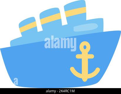 Blaues Ozeanschiff, Illustration, Vektor auf weißem Hintergrund. Stock Vektor