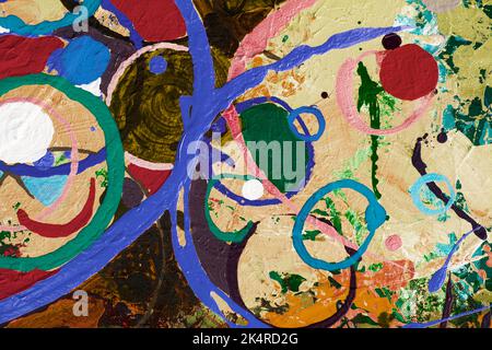 Gemälde abstrakte Kunst original Öl-und Acrylfarbe auf Leinwand. Brushs trokes von bemalter, moderner Kunst, zeitgenössischer Kunst. Bunte Textur, bemalte Surfa Stockfoto