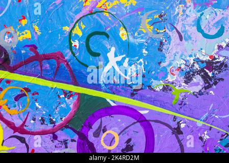 Gemälde abstrakte Kunst original Öl-und Acrylfarbe auf Leinwand. Pinselstriche gemalten, moderne Kunst, zeitgenössische Kunst. Bunte Textur, gemalte Brandung Stockfoto