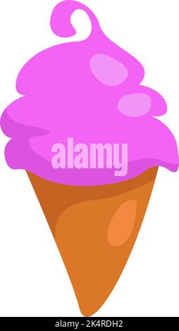 Violettes Eis im Kegel, Illustration, Vektor auf weißem Hintergrund. Stock Vektor