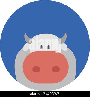 Graue Kuh, Illustration, Vektor auf weißem Hintergrund. Stock Vektor