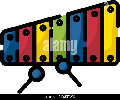 Xylophon-Spielzeug, Illustration, Vektor auf weißem Hintergrund. Stock Vektor