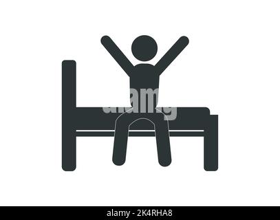 Monochromatisches Aufwachsymbol. Konzept von Piktogramm und täglichen Routinen. Stock Vektor