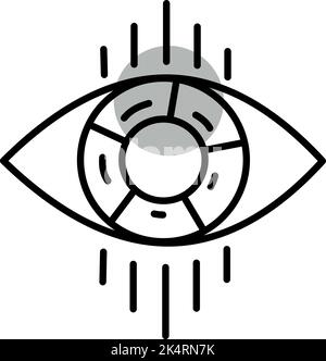 Auge mit Linse, Illustration, Vektor auf weißem Hintergrund. Stock Vektor