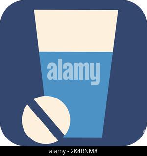 Tabletten und Wasser, Illustration, Vektor auf weißem Hintergrund. Stock Vektor