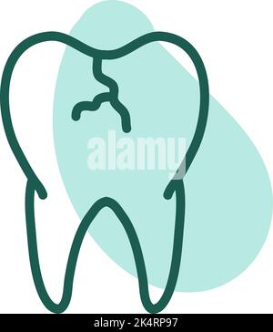 Gebrochener Zahn, Illustration, Vektor auf weißem Hintergrund. Stock Vektor