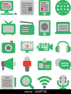 Massenmedien Nachrichten, Illustration, Vektor auf weißem Hintergrund. Stock Vektor