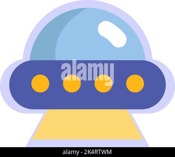 Blaues Alien-Schiff, Illustration, Vektor auf weißem Hintergrund. Stock Vektor