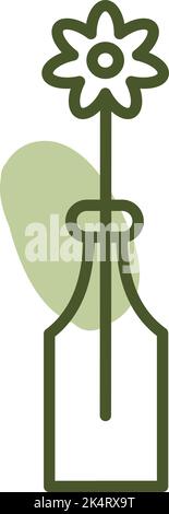 Weiße Blume in Vase, Illustration, Vektor auf weißem Hintergrund. Stock Vektor