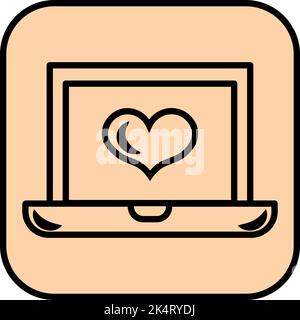 Romantischer Videoanruf, Illustration, Vektor auf weißem Hintergrund. Stock Vektor