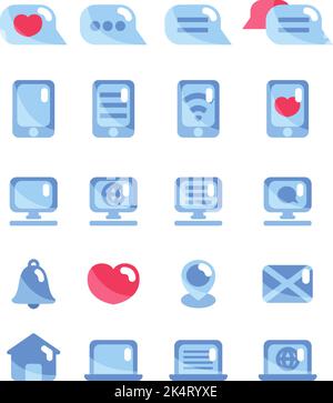 Soziale Medien, Illustration, Vektor auf weißem Hintergrund. Stock Vektor