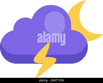Nacht mit Donner, Illustration, Vektor auf weißem Hintergrund. Stock Vektor