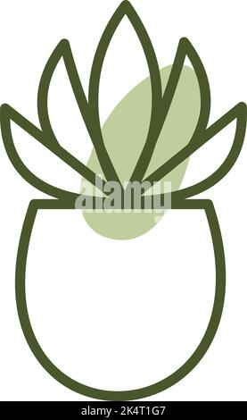 Aloe Vera in Keramiktopf, Illustration, Vektor auf weißem Hintergrund. Stock Vektor