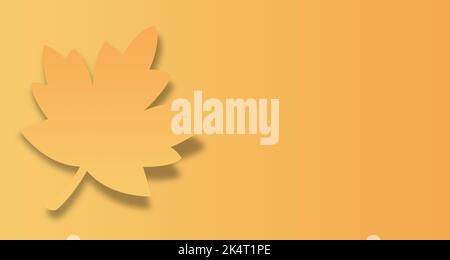 Ahornblatt mit Schatten und Herbstverlauf. Illustration mit Kopierraum Stockfoto