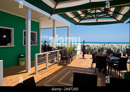 La Lanterna, Neuer Kiosk, Poetto e Sella del Diavolo, Cagliari, Sardinien, Italien Stockfoto