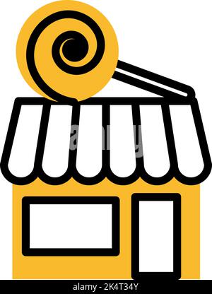 Candy-Shop-Gebäude, Illustration, Vektor auf weißem Hintergrund. Stock Vektor