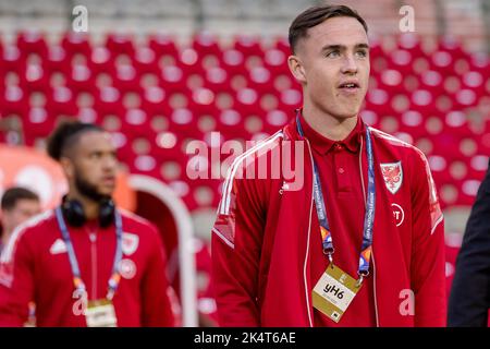BRÜSSEL, BELGIEN - 22. SEPTEMBER 2022: Der walisische Luke Harris vor der Liga Ein 2022 Nations League Spiel gegen Belgien im König Baudouin Stadi Stockfoto