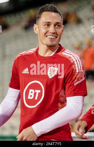 BRÜSSEL, BELGIEN - 22. SEPTEMBER 2022: Der walisische Connor Roberts und der walisische Ben Cabango vor der Liga Ein 2022 Nations League Spiel gegen Belgien Stockfoto