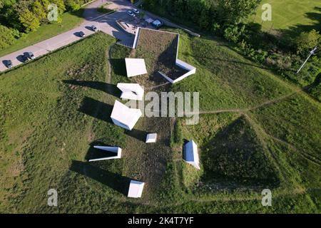 Archeopark Pavlov. Berühmtes Wahrzeichen in Südmähren. Tschechische Republik, Mitteleuropa.CHKO Palava, Pavlov,Prähistorisches Museum,archäologischer Park Morava vi Stockfoto