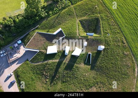 Archeopark Pavlov. Berühmtes Wahrzeichen in Südmähren. Tschechische Republik, Mitteleuropa.CHKO Palava, Pavlov,Prähistorisches Museum,archäologischer Park Morava vi Stockfoto