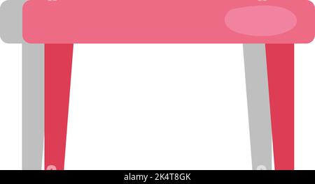Rosafarbener Esstisch, Illustration, Vektor auf weißem Hintergrund. Stock Vektor