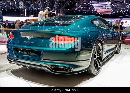 Bentley Continental GT Number 9 Edition auf dem Internationalen Automobilsalon in Genf 88.. Schweiz - 6. März 2019 Stockfoto