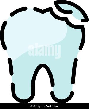 Gebrochener Zahn, Illustration, Vektor auf weißem Hintergrund. Stock Vektor