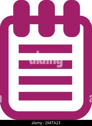 Pinkes Notizbuch für den Bildungsbereich, Illustration, Vektor auf weißem Hintergrund. Stock Vektor