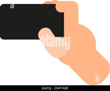 Telefon mit einer Hand halten, Illustration, Vektor auf weißem Hintergrund. Stock Vektor