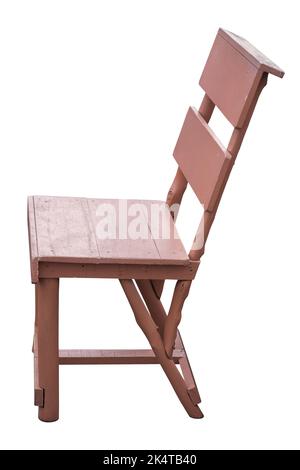 Simplistische Holzstuhl auf weißem Hintergrund, Arbeit mit Clipping Pfad. Stockfoto