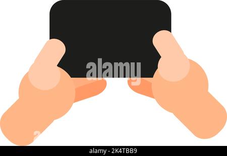 Telefon mit beiden Händen halten, Illustration, Vektor auf weißem Hintergrund. Stock Vektor