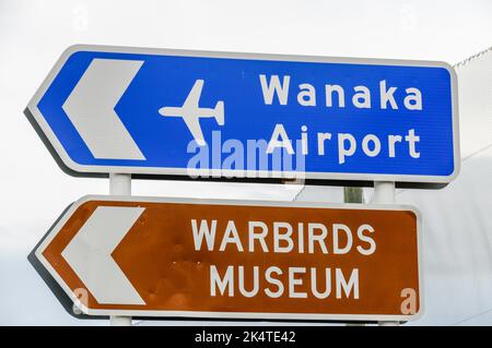 Wanaka Regionalflughafen und Warbirds Museum in Wanaka, einem kleinen Sommer-/Winterskiort in der Region Otago auf Südinsel in Neuseeland. Stockfoto