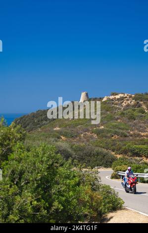 Straße SP 18, Capo Boi, Villasimius, Sardinien Stockfoto