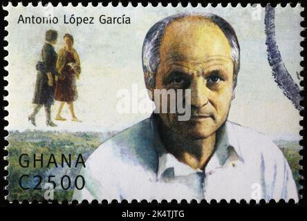 Antonio Lopez Garcia Porträt auf Briefmarke Stockfoto