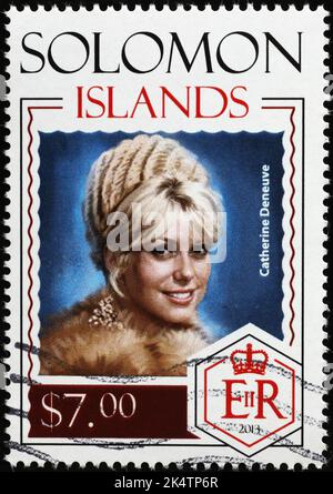 Französische Schauspielerin Catherine Deneuve auf Briefmarke Stockfoto