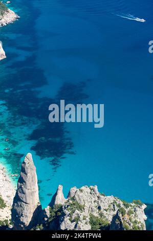 Punta Caroddi e Cala Goloritzè, Veduta da Salinas, Baunei, Ogliastra, Golfo di Orosei, Sardinien, Italien Stockfoto