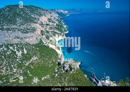 Punta Caroddi e Cala Goloritzè, Veduta da Salinas, Baunei, Ogliastra, Golfo di Orosei, Sardinien, Italien Stockfoto