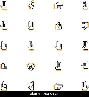 Hände Gesten, Illustration, Vektor auf weißem Hintergrund. Stock Vektor