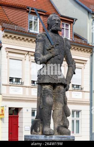 Perleberger Roland auf dem Großen Markt Stockfoto