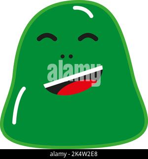 Zufriedenes grünes Monster, Illustration, Vektor auf weißem Hintergrund. Stock Vektor