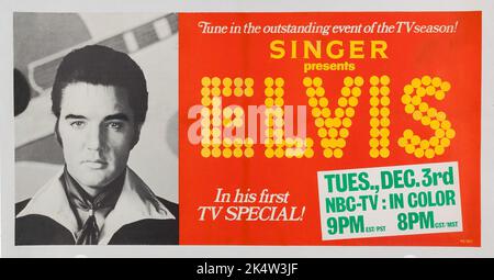 Elvis-Werbung für das NBC TV Special im Dezember 1968 Stockfoto