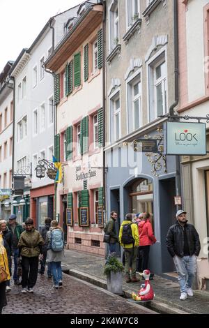 Schuster Straße in der Altstadt, Freiburg im Breisgau, Baden-Württemberg, Deutschland. Schusterstraße in der historischen Altstadt, Freiburg im Bre Stockfoto