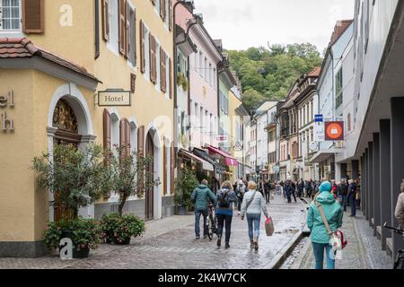 Schuster Straße in der Altstadt, Freiburg im Breisgau, Baden-Württemberg, Deutschland. Schusterstraße in der historischen Altstadt, Freiburg im Bre Stockfoto