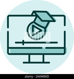 Online-Videolessons, Illustration, Vektor auf weißem Hintergrund. Stock Vektor