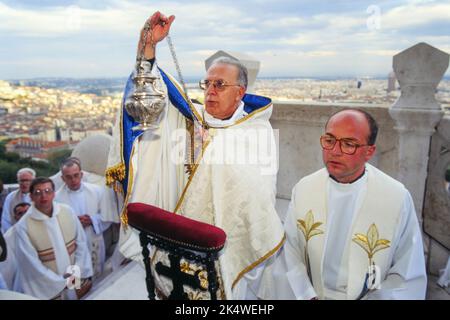 Segnung der Stadt Lyon durch Mgr. Balland, Erzbischof von Lyon, Lyon, Frankreich Stockfoto