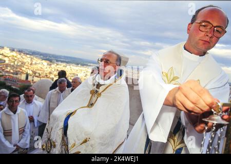 Segnung der Stadt Lyon durch Mgr. Balland, Erzbischof von Lyon, Lyon, Frankreich Stockfoto