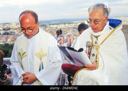 Segnung der Stadt Lyon durch Mgr. Balland, Erzbischof von Lyon, Lyon, Frankreich Stockfoto