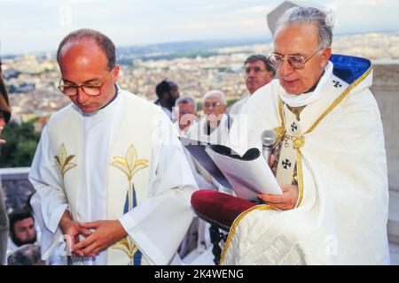 Segnung der Stadt Lyon durch Mgr. Balland, Erzbischof von Lyon, Lyon, Frankreich Stockfoto