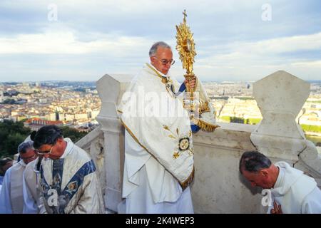 Segnung der Stadt Lyon durch Mgr. Balland, Erzbischof von Lyon, Lyon, Frankreich Stockfoto